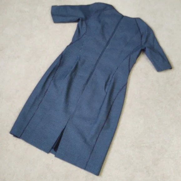 EUC Lafayette 148 navy blue dot midi dress - Picture 5 of 7